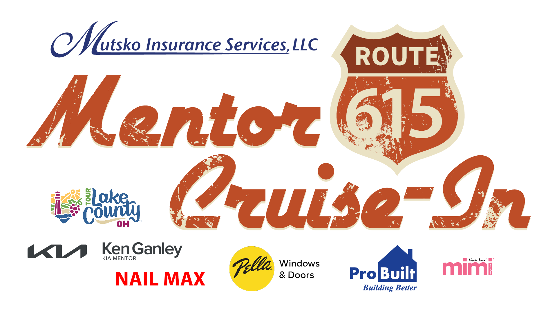 This is an image of the Mentor Cruise In logo accompanied by sponsorship logos.