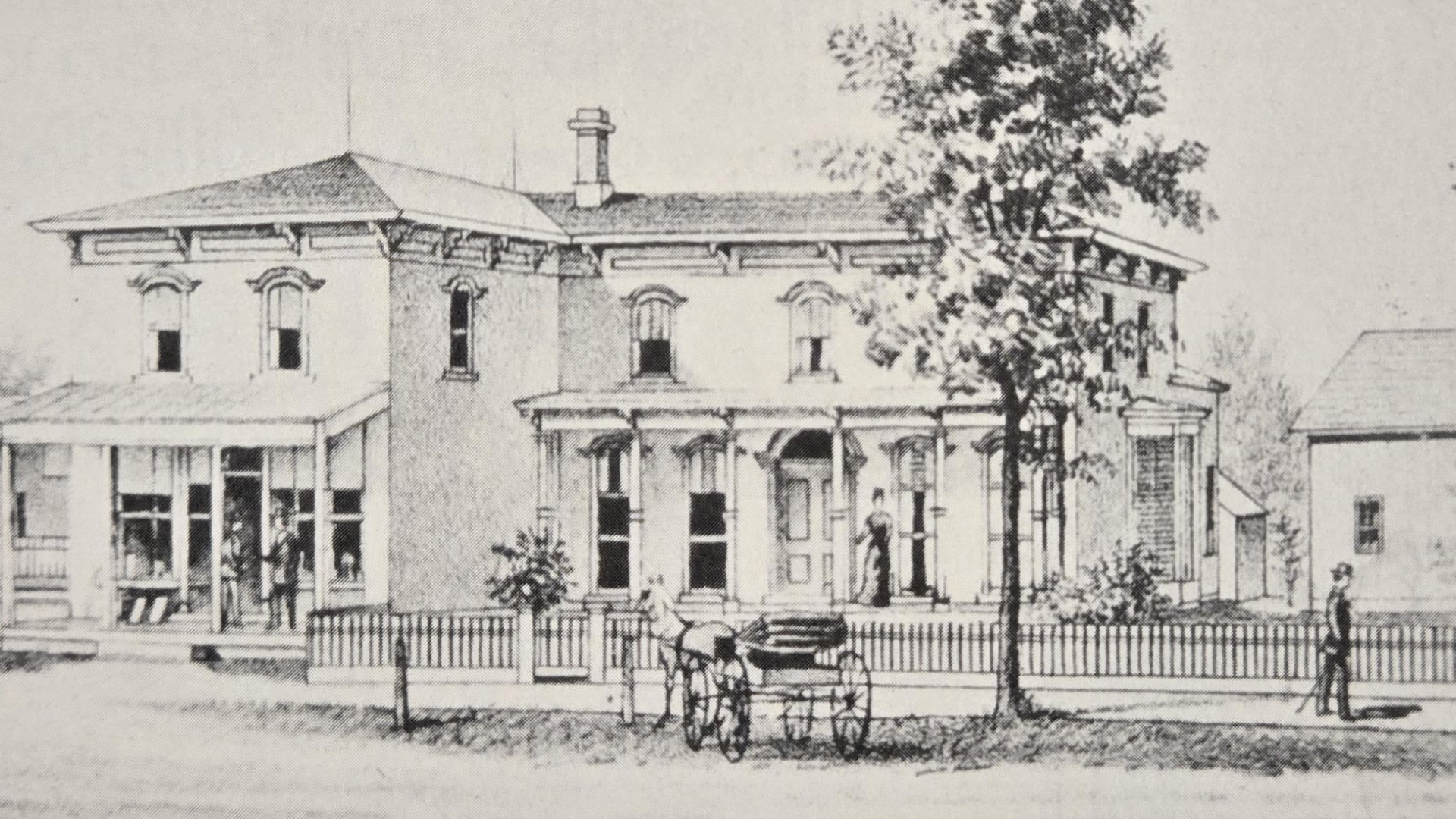 An illustration of the Gray Coulton House Mentor Ohio.