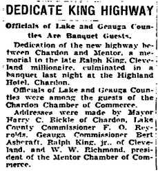 Cleveland Plain Dealer King Highway -Sep 29, 1928