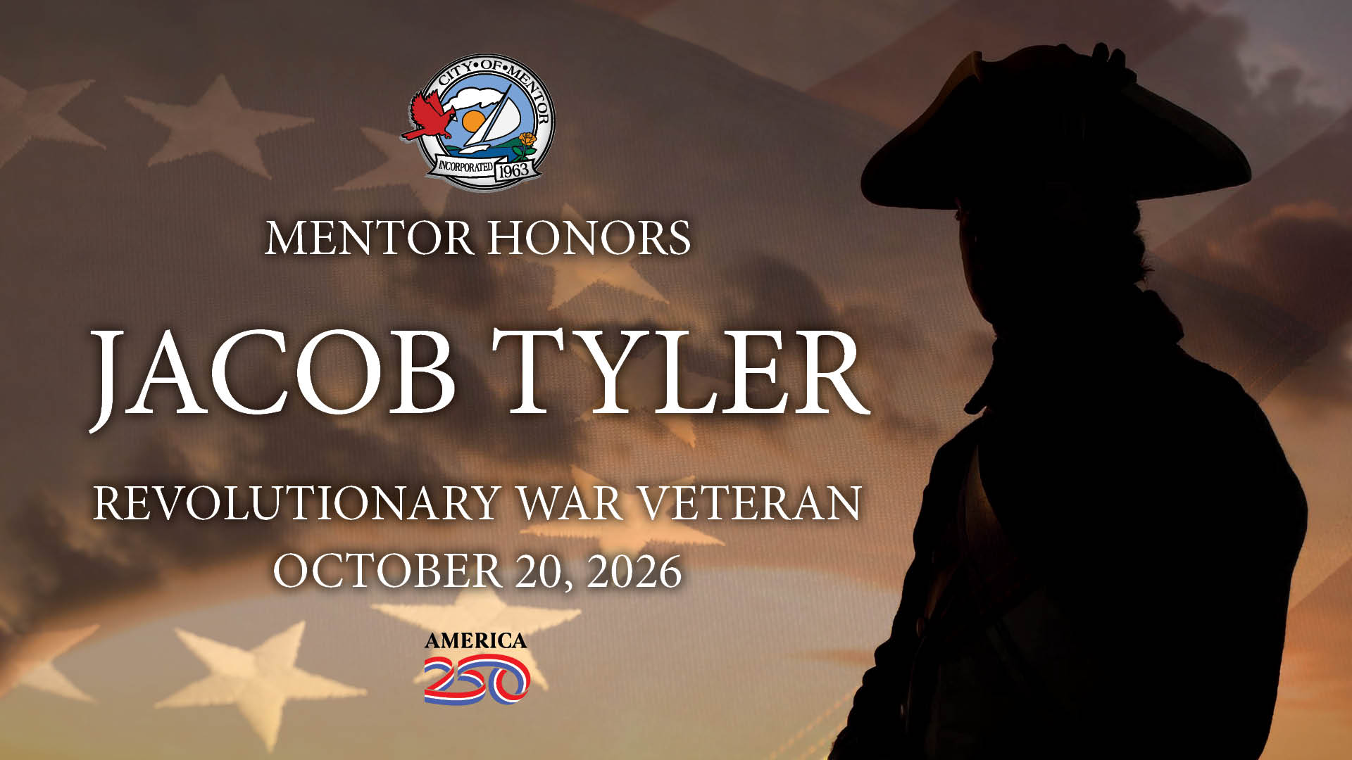 A sillouette of a revolutionary war soldier.