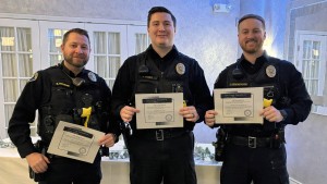 Mentor Police Patrolmen Ryan Heramb, Jacob Jones, and Jacob Hendrickso